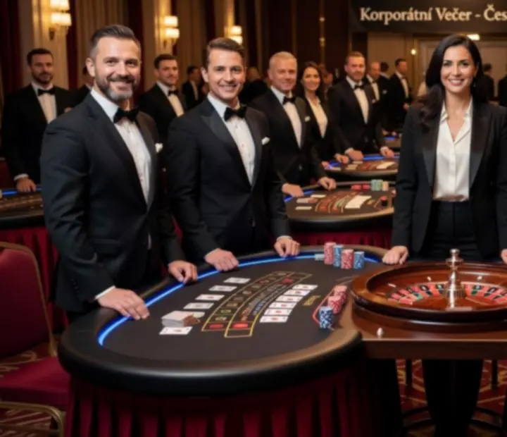 Profesionální tým krupiérů Prostoracz připravený na event