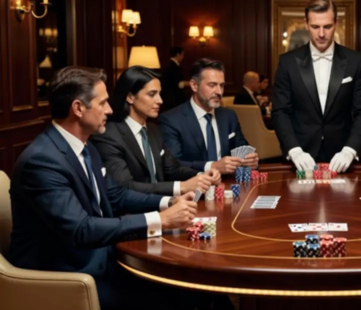 Hosté u pokerového stolu během elegantního večera