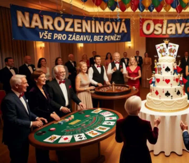 Tematická oslava s kasinovou výzdobou a narozeninovou párty