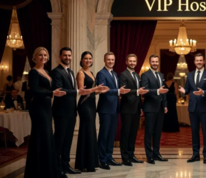 Profesionální tým moderátorů, krupiérů a hostesek na VIP eventu